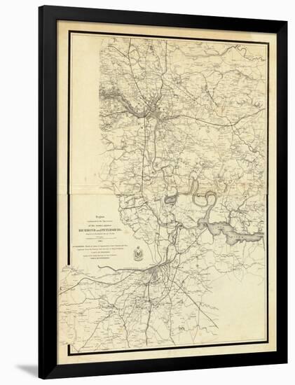 Civil War Map Showing the Operations of the Armies against Richmond and Petersburg, c.1865-null-Framed Art Print