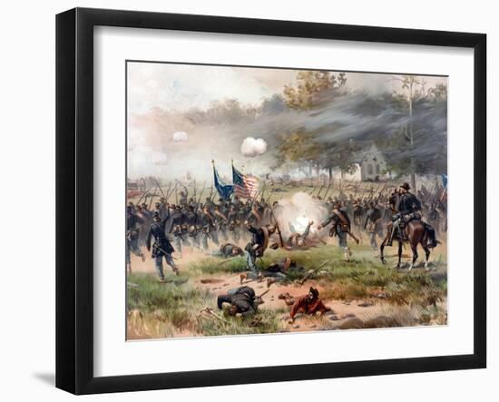 Civil War Painting of Union And Confederate Troops Fighting at the Battle of Antietam-Stocktrek Images-Framed Photographic Print