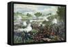 Civil War Painting of Union and Confederate Troops Fighting at the Battle of Bull Run-Stocktrek Images-Framed Stretched Canvas