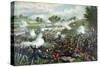 Civil War Painting of Union and Confederate Troops Fighting at the Battle of Bull Run-Stocktrek Images-Stretched Canvas