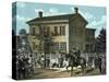 Civil War Print of Abraham Lincoln Riding on Horseback as a Crowd Cheers-Stocktrek Images-Stretched Canvas