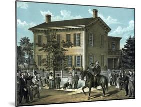 Civil War Print of Abraham Lincoln Riding on Horseback as a Crowd Cheers-Stocktrek Images-Mounted Art Print