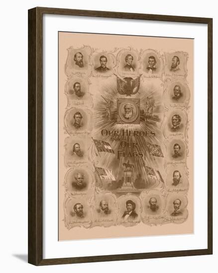 Civil War Print of General Robert E. Lee and Prominent Confederate Generals-null-Framed Art Print