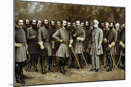 Civil War Print of General Robert E. Lee and Prominent Confederate Generals-Stocktrek Images-Mounted Art Print