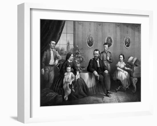 Civil War Print of General Ulysses S. Grant and His Family-Stocktrek Images-Framed Art Print