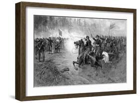 Civil War Print of Union Cavalry Soldiers Charging a Confederate Firing Line-Stocktrek Images-Framed Art Print