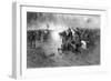 Civil War Print of Union Cavalry Soldiers Charging a Confederate Firing Line-Stocktrek Images-Framed Art Print