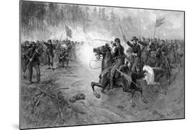 Civil War Print of Union Cavalry Soldiers Charging a Confederate Firing Line-Stocktrek Images-Mounted Art Print
