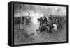 Civil War Print of Union Cavalry Soldiers Charging a Confederate Firing Line-Stocktrek Images-Framed Stretched Canvas