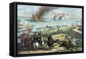 Civil War Print Showing the Naval Battle of the Monitor and the Merrimack-Stocktrek Images-Framed Stretched Canvas