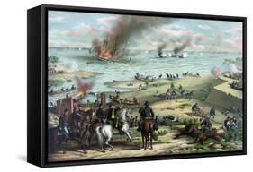 Civil War Print Showing the Naval Battle of the Monitor and the Merrimack-Stocktrek Images-Framed Stretched Canvas