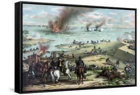 Civil War Print Showing the Naval Battle of the Monitor and the Merrimack-Stocktrek Images-Framed Stretched Canvas