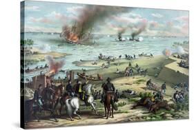 Civil War Print Showing the Naval Battle of the Monitor and the Merrimack-Stocktrek Images-Stretched Canvas