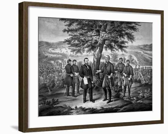 Civil War Print Showing the Surrender of General Robert E. Lee to General Ulysses S. Grant-Stocktrek Images-Framed Art Print