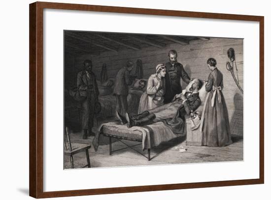 Civil War Soldier Dying in Bed-null-Framed Giclee Print