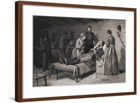 Civil War Soldier Dying in Bed-null-Framed Giclee Print