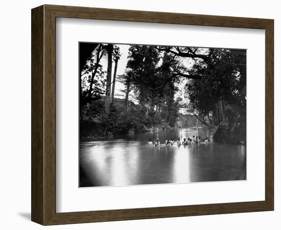 Civil War Soldiers Bathing in a River-Timothy O' Sullivan-Framed Photographic Print