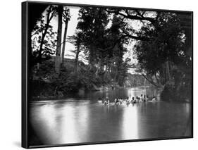 Civil War Soldiers Bathing in a River-Timothy O' Sullivan-Framed Photographic Print