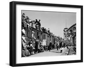 Civilans Packing onto Overcrowded Train in Postwar Berlin-Margaret Bourke-White-Framed Photographic Print