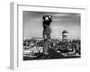 Civilian Aircraft Spotter Using Binoculars to Patrol Skies from Rooftop During the Days of Blitz-null-Framed Photographic Print