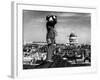 Civilian Aircraft Spotter Using Binoculars to Patrol Skies from Rooftop During the Days of Blitz-null-Framed Photographic Print