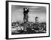 Civilian Aircraft Spotter Using Binoculars to Patrol Skies from Rooftop During the Days of Blitz-null-Framed Photographic Print