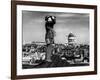 Civilian Aircraft Spotter Using Binoculars to Patrol Skies from Rooftop During the Days of Blitz-null-Framed Photographic Print