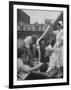 Civilian Receiving a Blood Transfusion from the British Red Cross Setup in a Tent-Allan Grant-Framed Photographic Print