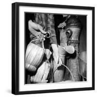 Civilians Filling Wine Jugs with Fresh Water after City was Restored in the Wake of Germans, WWII-Margaret Bourke-White-Framed Photographic Print