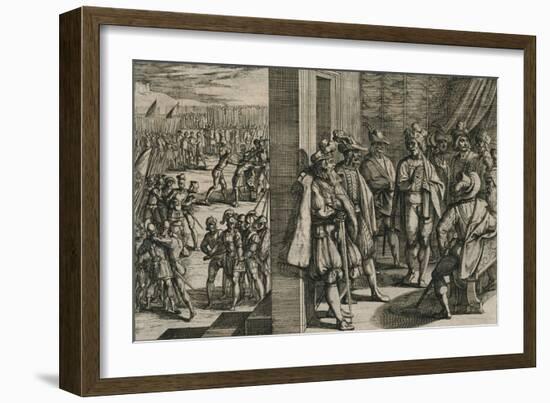 Civilis, Tutor, Classicus, ende andere Triersche comen tsamen secretelyck in een borghers huys bin-Antonio Tempesta-Framed Giclee Print