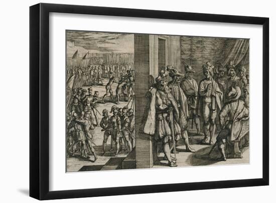 Civilis, Tutor, Classicus, ende andere Triersche comen tsamen secretelyck in een borghers huys bin-Antonio Tempesta-Framed Giclee Print