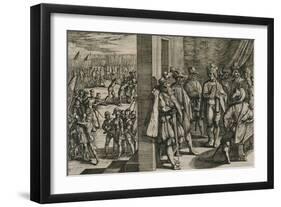 Civilis, Tutor, Classicus, ende andere Triersche comen tsamen secretelyck in een borghers huys bin-Antonio Tempesta-Framed Giclee Print