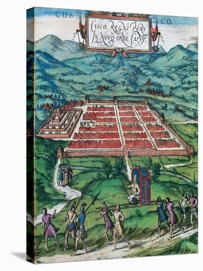 Civitates Orbis Terrarum: Cusco, View of the City and its Environs in 1576-Braun and Hogenberg-Stretched Canvas