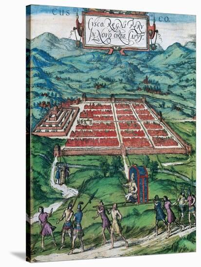 Civitates Orbis Terrarum: Cusco, View of the City and its Environs in 1576-Braun and Hogenberg-Stretched Canvas