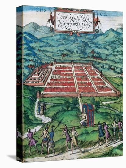 Civitates Orbis Terrarum: Cusco, View of the City and its Environs in 1576-Braun and Hogenberg-Stretched Canvas