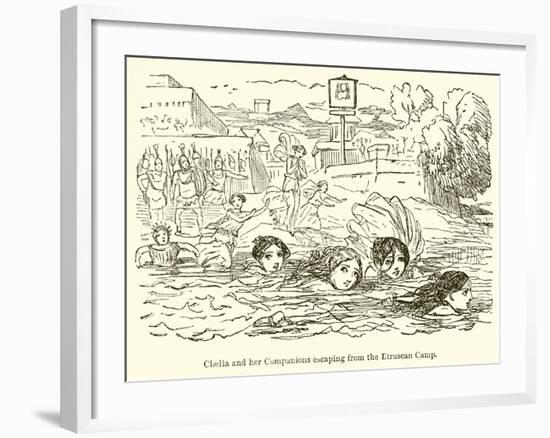 Claelia and Her Companions Escaping from the Etruscan Camp-John Leech-Framed Giclee Print