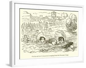 Claelia and Her Companions Escaping from the Etruscan Camp-John Leech-Framed Giclee Print