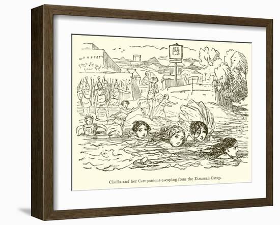 Claelia and Her Companions Escaping from the Etruscan Camp-John Leech-Framed Giclee Print