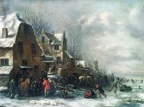 A Winter Skating Scene-Claes Molenaer-Stretched Canvas