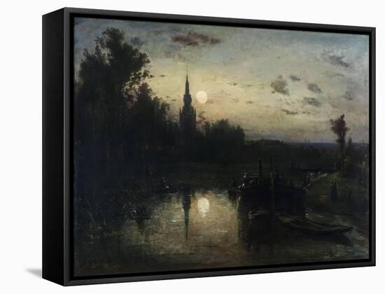 Clair de lune à Overschie-Johan Barthold Jongkind-Framed Stretched Canvas