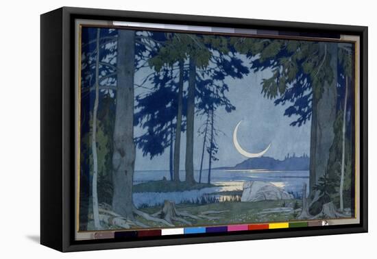 Clair De Lune Sur Le Lac Ilmen. Decor Pour Lêopera Sadko De Nicolas (Nikolai) Rimski Korsakov (Rims-Ivan Bilibin-Framed Stretched Canvas