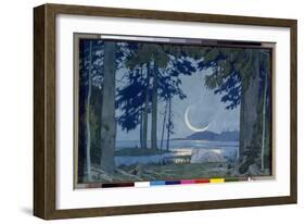 Clair De Lune Sur Le Lac Ilmen. Decor Pour Lêopera Sadko De Nicolas (Nikolai) Rimski Korsakov (Rims-Ivan Bilibin-Framed Giclee Print