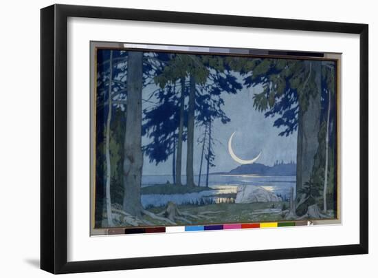 Clair De Lune Sur Le Lac Ilmen. Decor Pour Lêopera Sadko De Nicolas (Nikolai) Rimski Korsakov (Rims-Ivan Bilibin-Framed Giclee Print