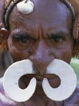 Portrait of an Asmat Man with Nose Ornament, Papua New Guinea, Pacific-Claire Leimbach-Framed Photographic Print