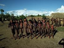 Indian Fishing with Bow and Arrow, Xingu, Amazon Region, Brazil, South America-Claire Leimbach-Stretched Canvas