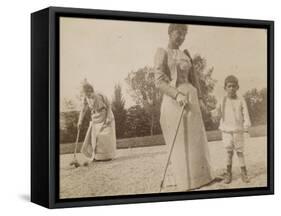 Claire Salles, Robert Salles et une femme posant un croquet-Alexandre-Gustave Eiffel-Framed Stretched Canvas