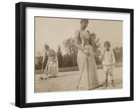 Claire Salles, Robert Salles et une femme posant un croquet-Alexandre-Gustave Eiffel-Framed Giclee Print