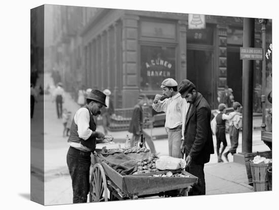 Clam Seller in Mulberry Bend, N.Y.-null-Stretched Canvas