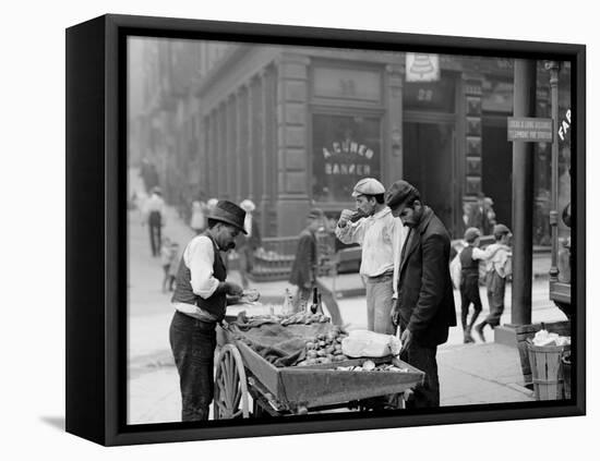 Clam Seller in Mulberry Bend, N.Y.-null-Framed Stretched Canvas