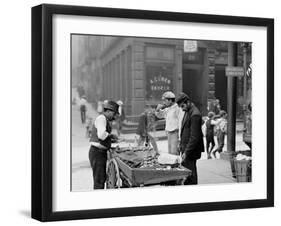 Clam Seller in Mulberry Bend, N.Y.-null-Framed Photo